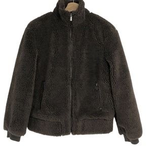 Universal Thread Brown Thick Fleece Jacket Coat Small S Zip Front Women's NWT
